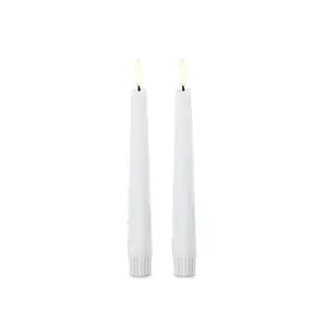 8" white led drop taper candle w/ timers