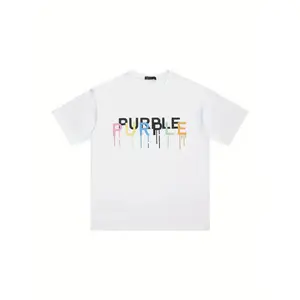 2024 Spring and Summer New Purple Brand Stationery Color Basic Short Sleeve Top Streetwear