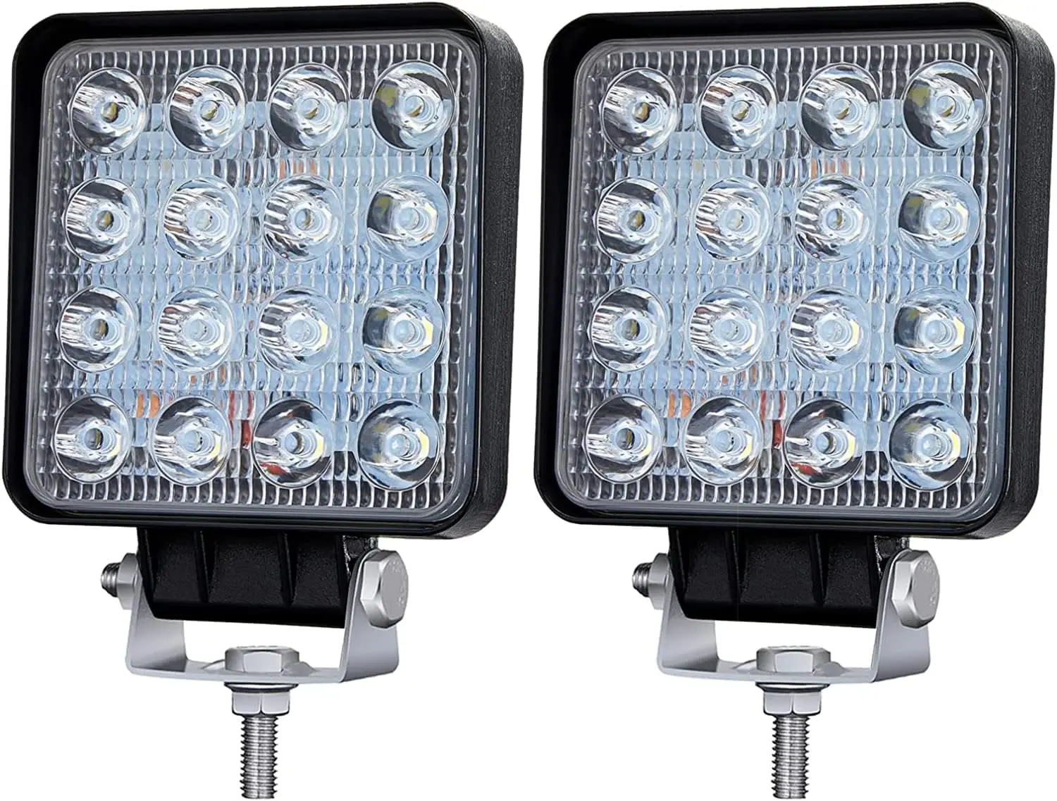 LED Light Pods for Truck, 4 Inch 48W 4000lm 12V 24V LED Work Lights, Square Offroad Driving Spot Lights for Tractor Trailer Excavator Pickup Golf Cart Mower ATV UTV, 2PCS