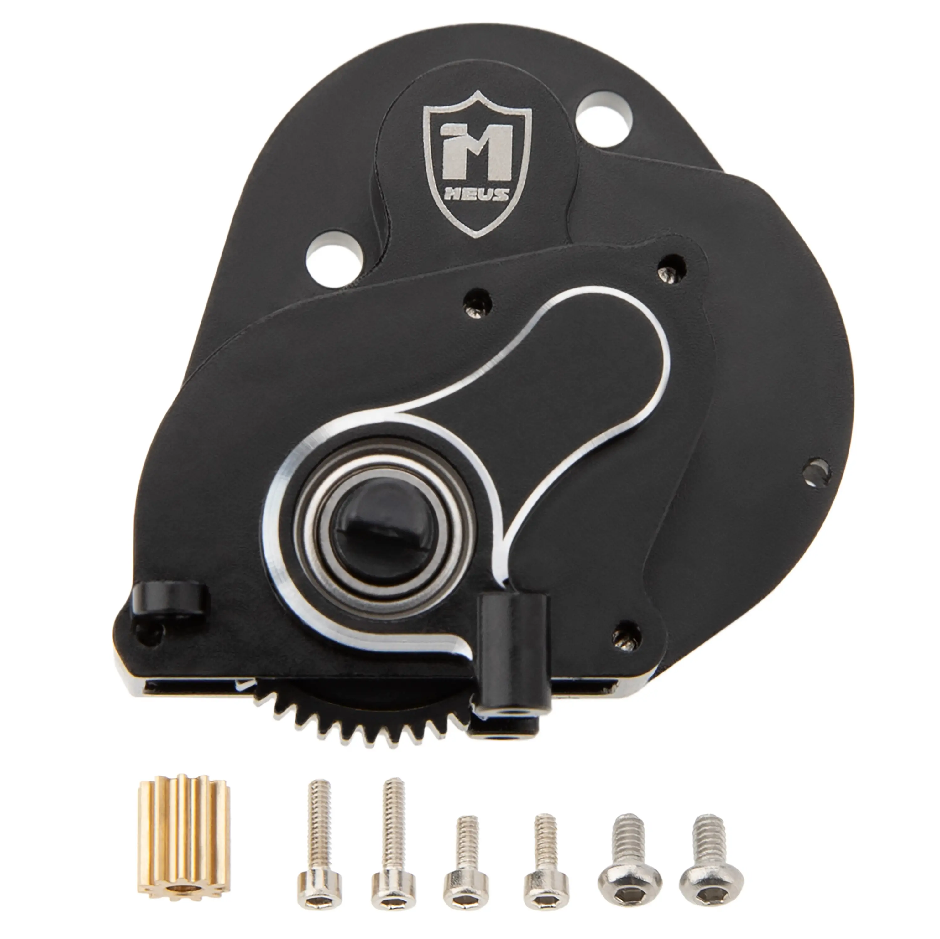 MEUS Racing SCX24 Brushless Transmission Aluminum Complete Gearbox for 1/24 Axial SCX24 RC Crawler (Black), Spur Gear, 0.4 Mod, 11T Pinion, B17, 1621 Motors, Pinion Gear, 0.4 Mod Pinion Gear