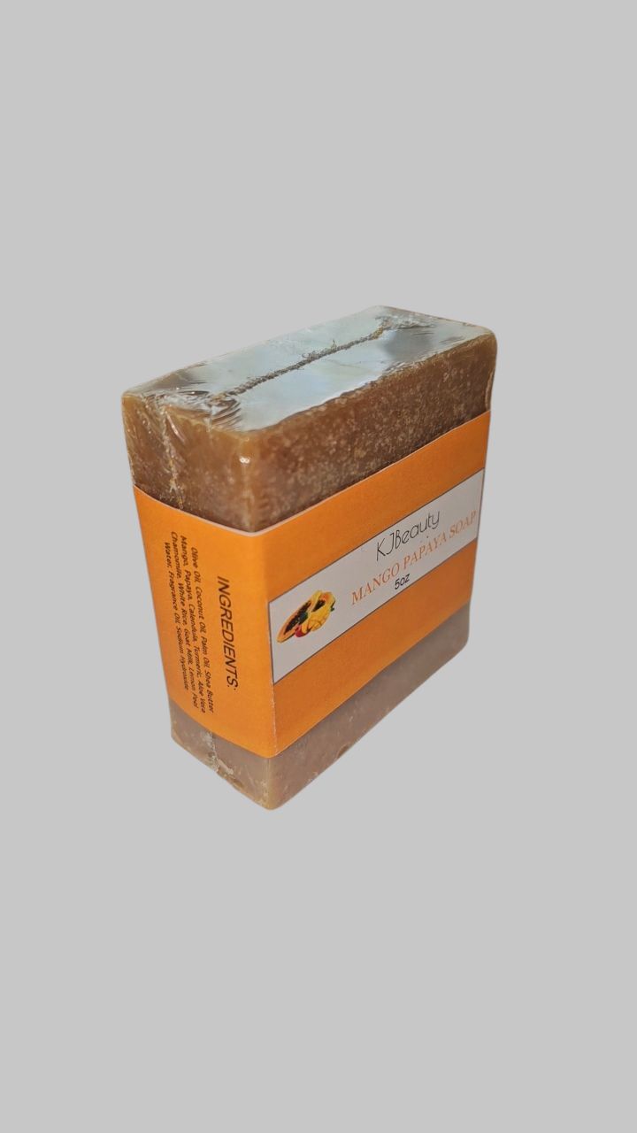 KJbeauty Homemade Mango Papaya Soap Skincare Exfoliate Facial Sensitive Radiant Skin Repair
