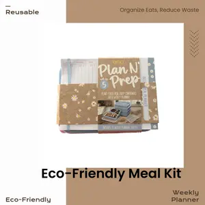 Plan N' Prep Eco-Friendly Reusable Plant Fiber Meal Prep Container Set with 4 Dividers Weekly Planner & Chopsticks for Organized Food Storage Solutions