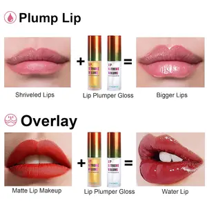 Pack of 2 Lip Plumper Extreme Plumping Lip Gloss Ginger Mint Oil Clear Lip Plump Gloss Hydration Boost Volumizing Formula Cooling Menthol Balm Form