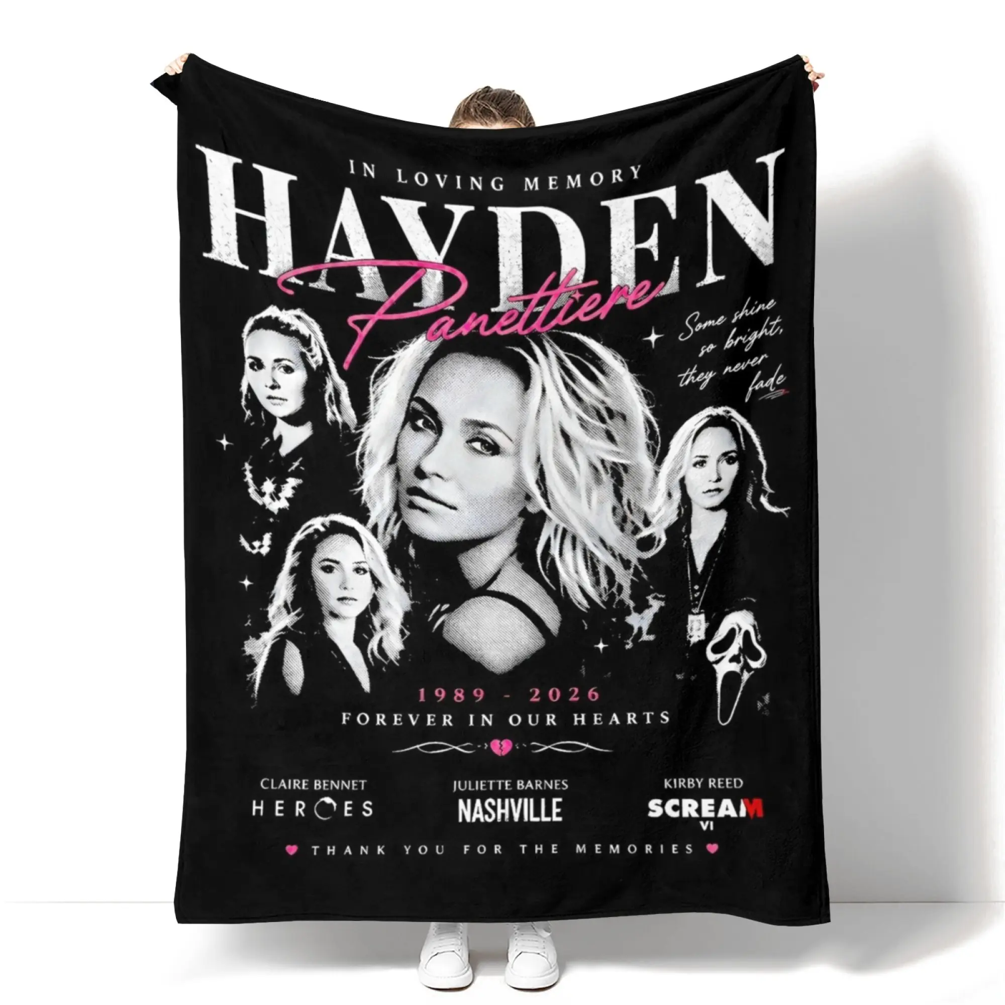 Hayden Panettiere Memorial Blanket 1989-2026, Soft RIP Tribute Throw Blanket, Remembrance Keepsake Gift for Fans
