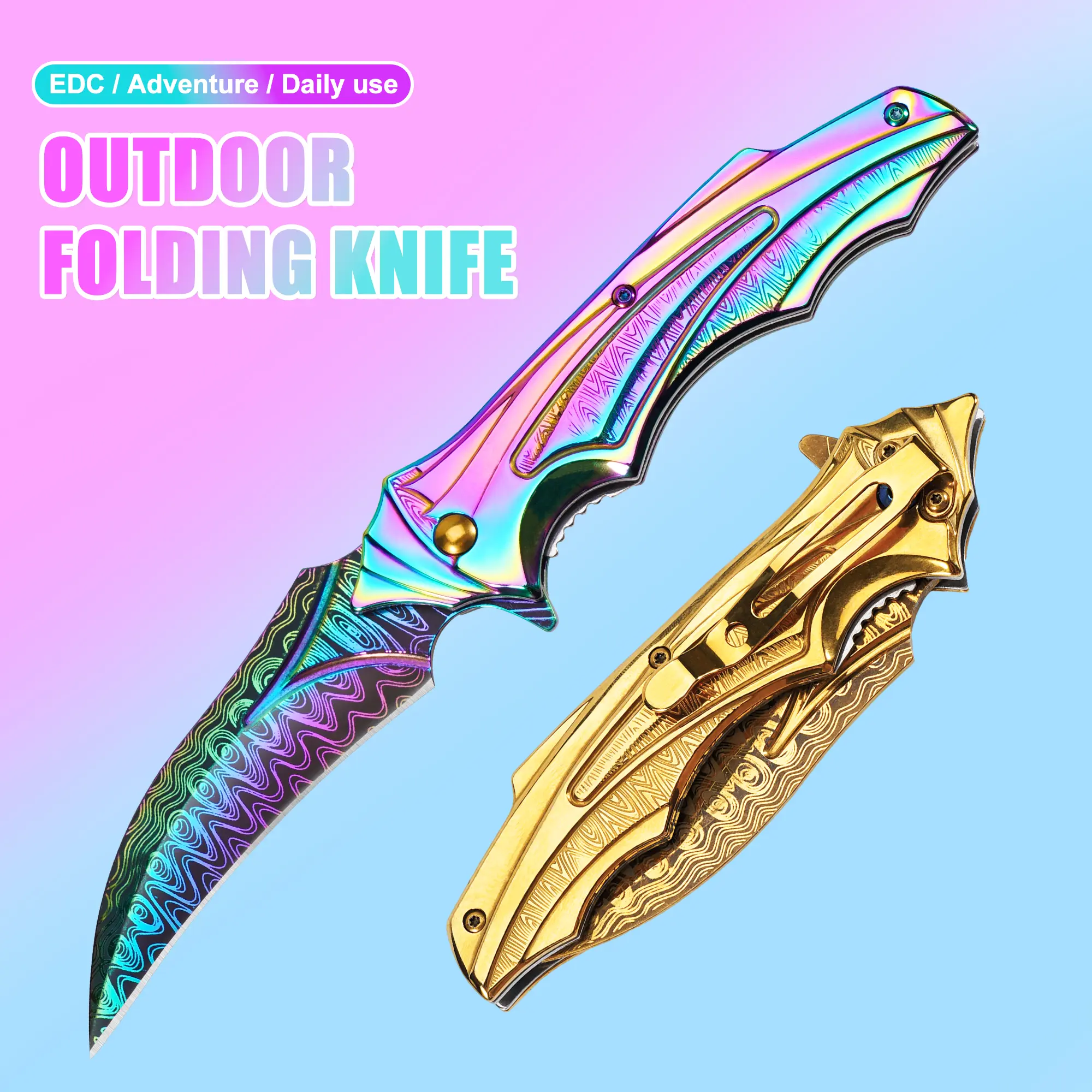 All-Steel Tactical Folding Knife for Adults - Durable Outdoor EDC Tool with Quick 1-Handed Opening and Locking Clip for Camping, All Metal Tool, Durable Outdoor Tool