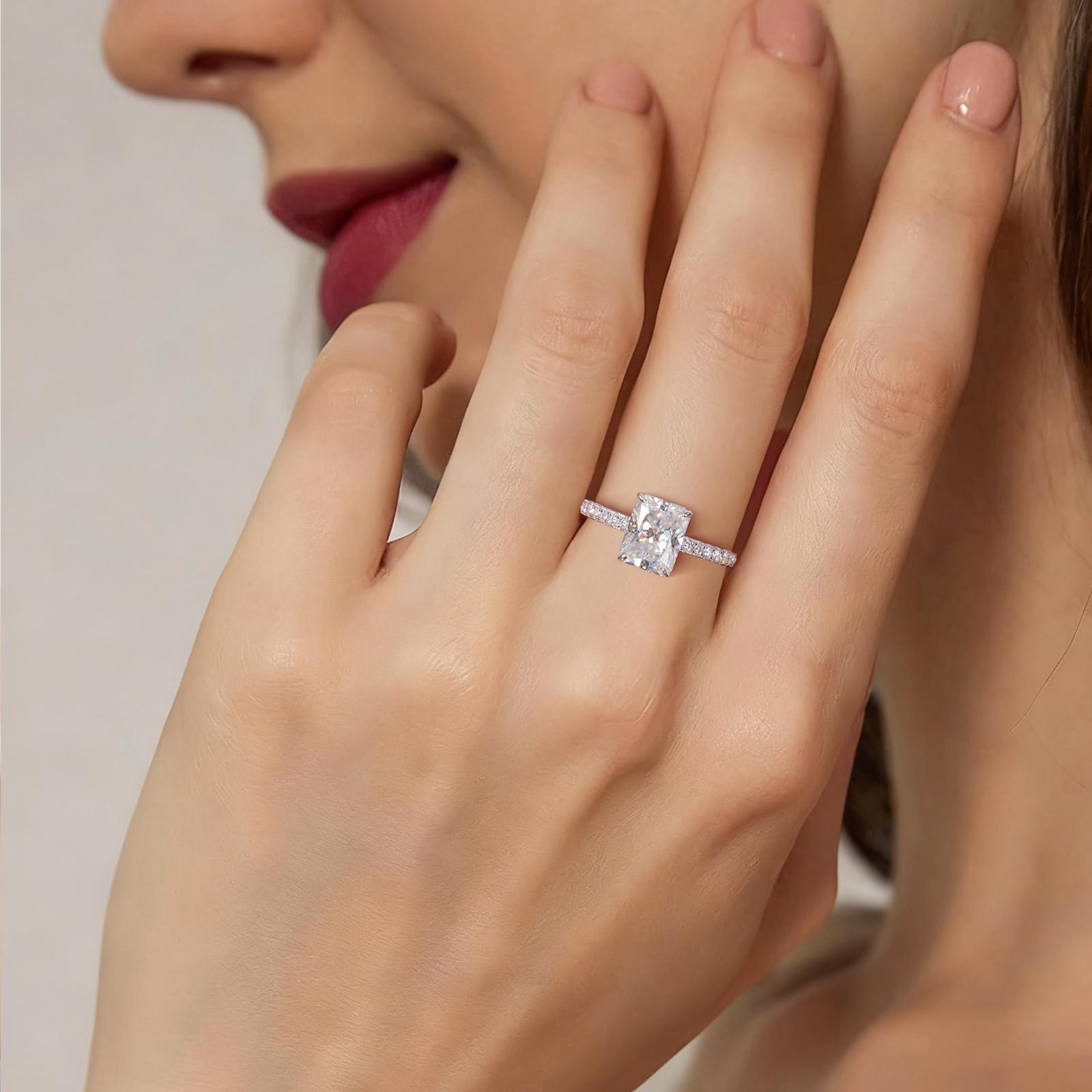 【#R433 1.5CT 2CT】UCCIYO 18k Gold-Plated Lab-Created Moissanite S925 Sterling Silver Moissanite Ring for Women Men Hip Hop Jewelry Gift Valentines Day gift