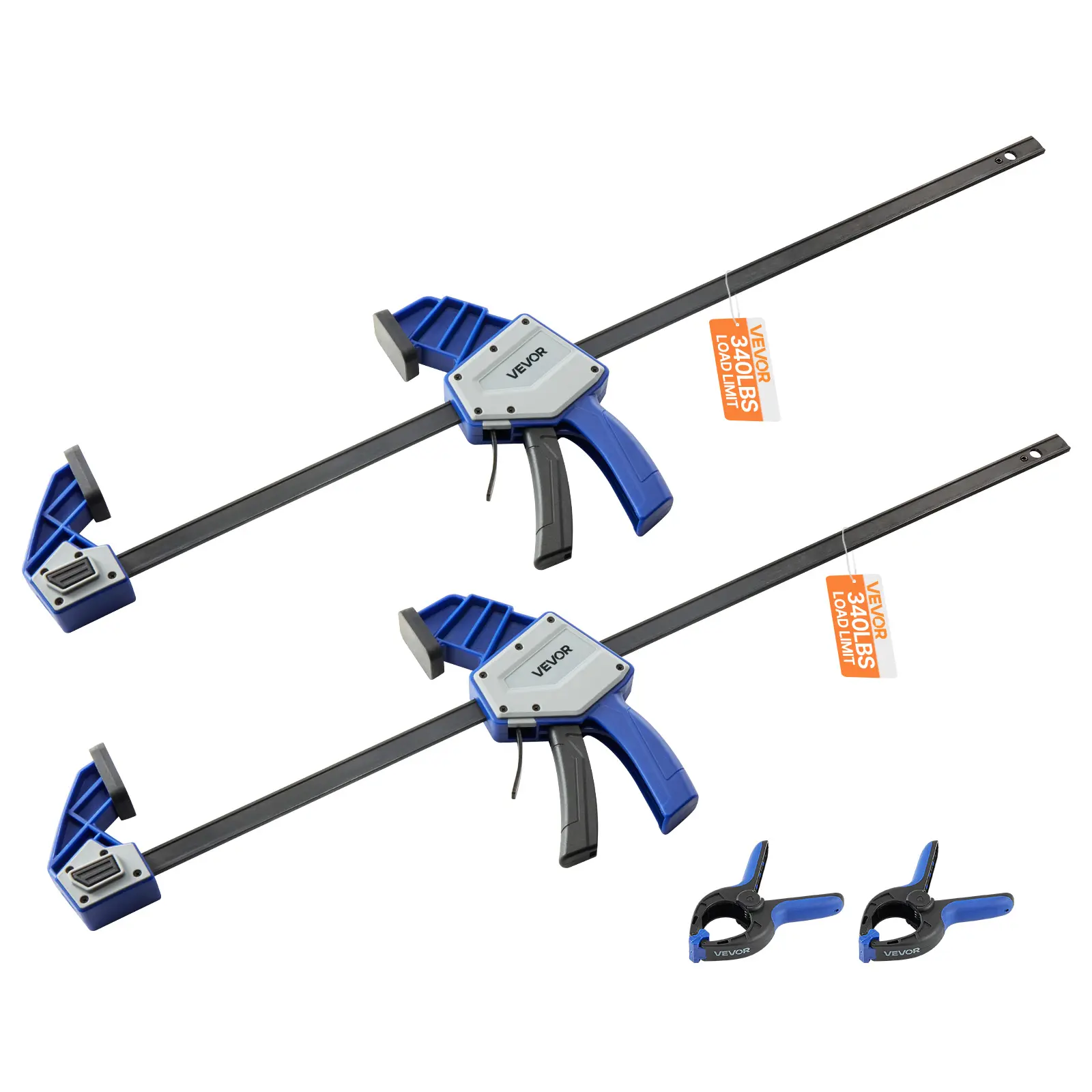 【Summerfinds】VEVOR Bar Clamps for Woodworking,2-Pack 24 inch One-Handed Clamp/SpreaderQuick-Grip F-Clamp with 340 lbs Load LimitPremium Plastic and Carbon Steelfor Woodworking Metal workingBlue + Black