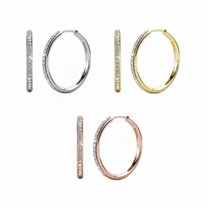 Cate & Chloe Bianca 3-in-1 Gifting Hoop Earring Set – 18k White/Yellow/Rose Gold Plated Hoops with 34 Simulated Diamond Crystals – Hypoallergenic, Lead & Nickel Free – Festive Gift-Ready Jewelry for Women in Premium Gift Box
