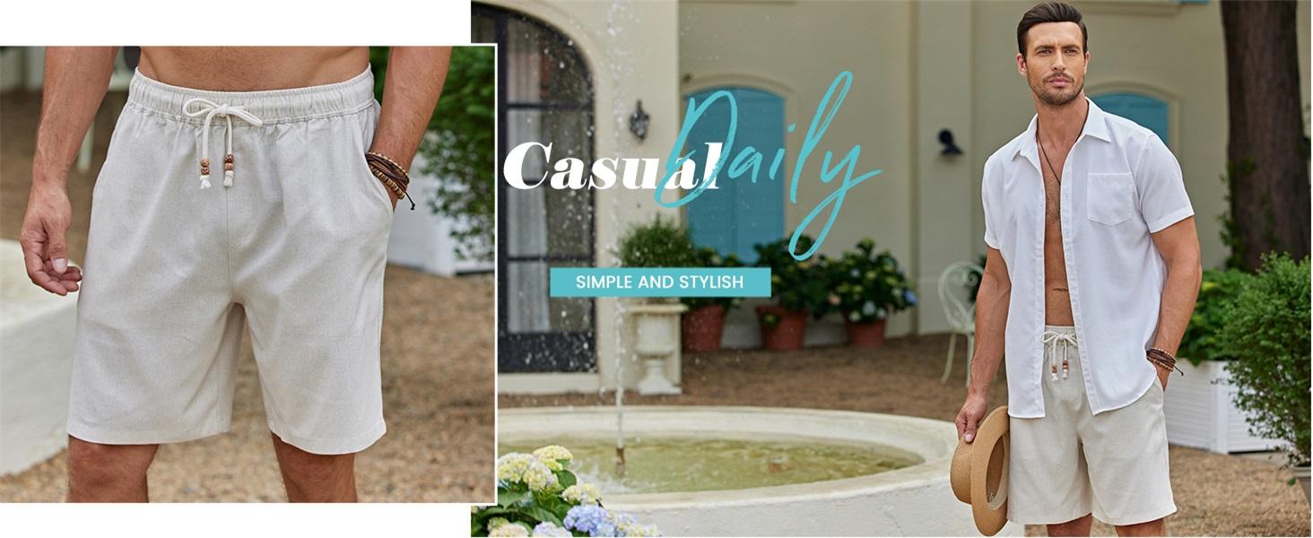 COOFANDY Men's Linen Casual Elastic Waist Drawstring Summer Beach Shorts Fabric Menswear Pants Soft Breathable Classic Denim Hawaiian Denim Hawaiian jortsmen Pockets Simple Shirt Stretchy T-Shirt Leisure COOFANDY Men's Linen Casual Elastic Waist Drawstring Summer Beach Shorts Fabric Menswear Pants Soft Breathable Classic Denim Hawaiian Denim Hawaiian jortsmen Pockets Simple Shirt Stretchy T-Shirt Leisure