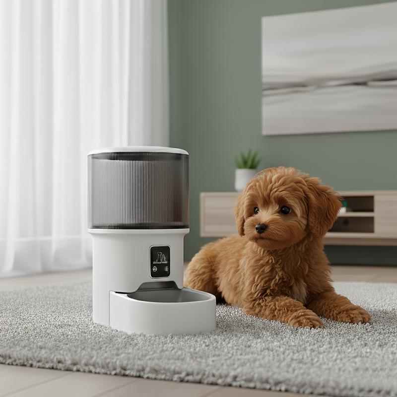 1.06 Gallon Smart Pet Feeder for Large Dogs, WiFi & APP Control Automatic Timed Feeder, Portion Control, USB/Battery Dual Power, Anti-Spill Design, Real-Time Alert & Auto-Off, Easy to Install