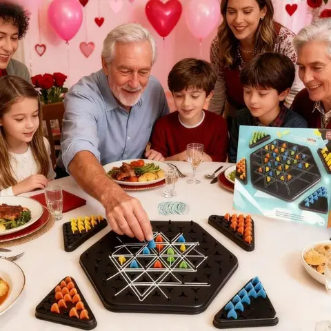 Triggle Chain Link Rubber Band Triangle Chess Board Game - Award-Winning Design Boardgame, Family Game for Ages 5 To 99, Boosts Critical Thinking, Pattern Recognition, Valentine's Day Gift Option