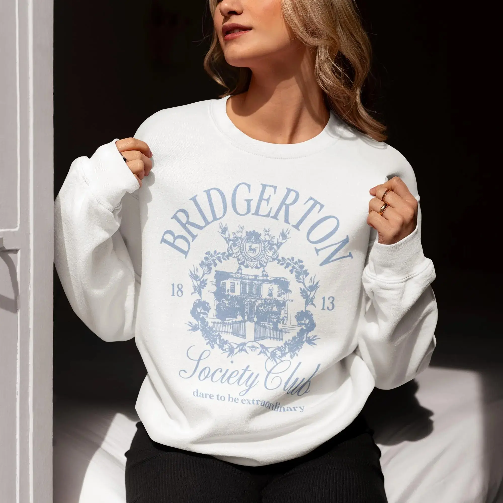 Society Club Sweatshirt – Regency Era Aesthetic Vintage Romance Fan Graphic Crewneck