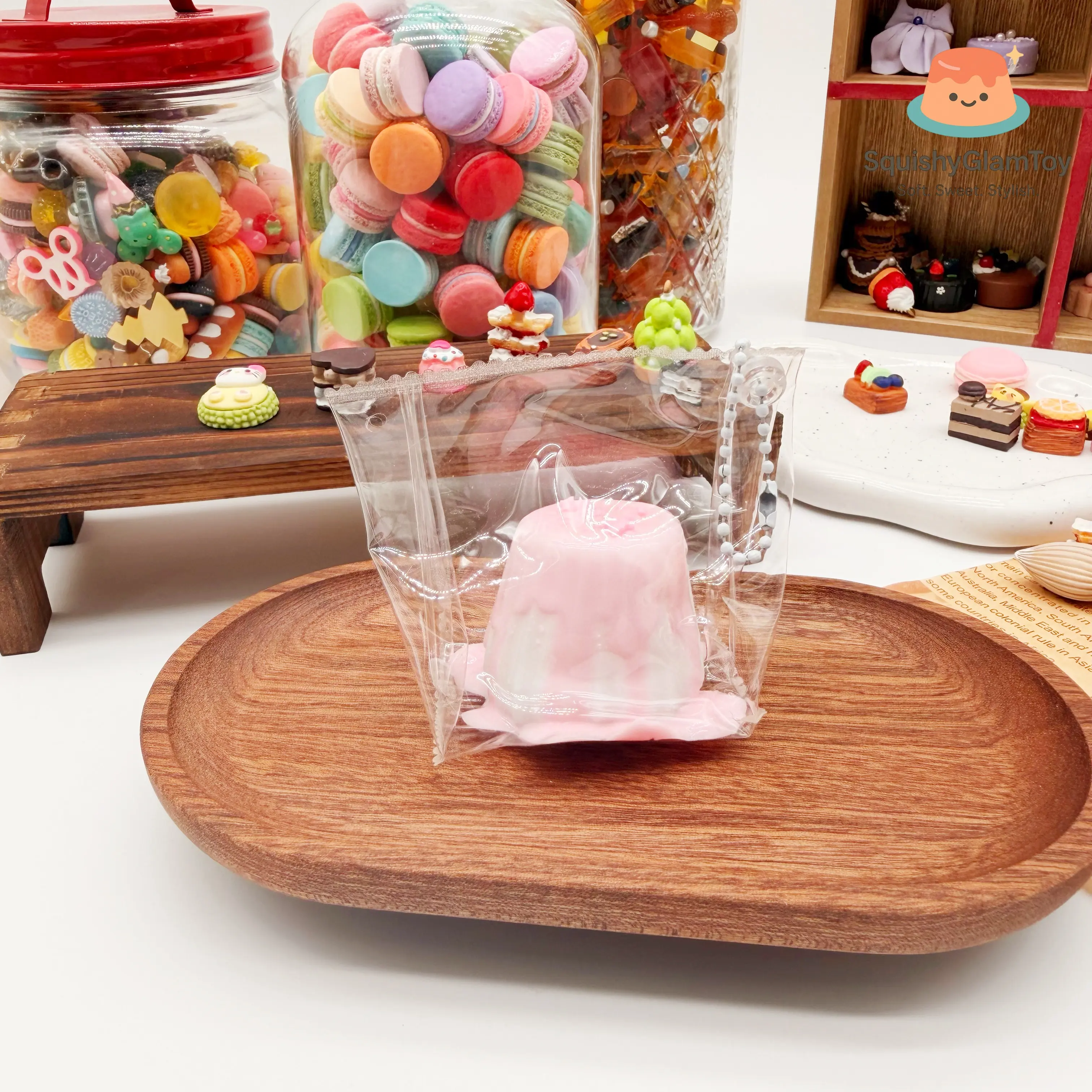 SquishyGlamToy Strawberry Milk Pudding Mini Squishy  Milk Pudding Dessert | Mini Size | Taba Squishy | Soft Slow Rising