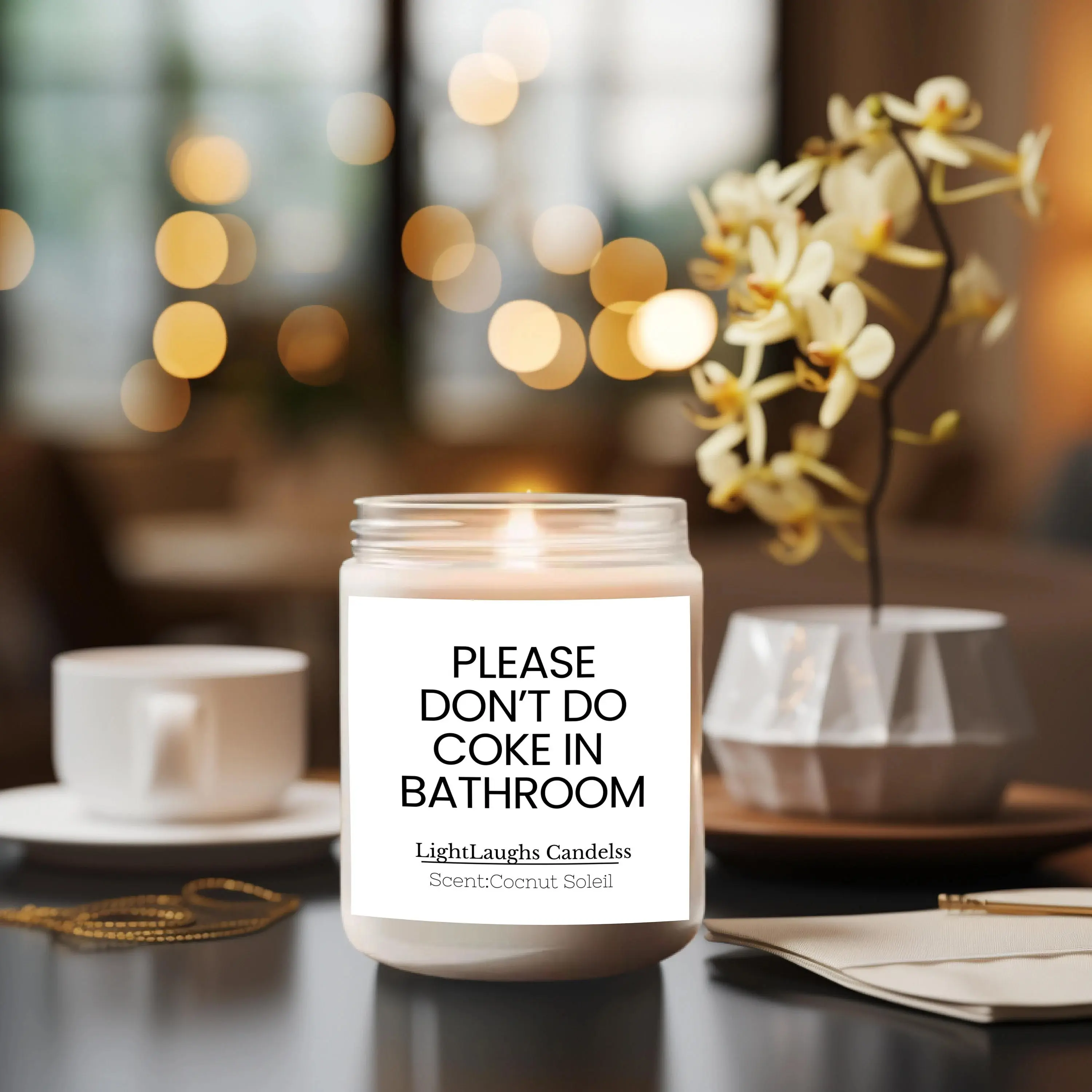 Please don't do coke in the bathroom candle/ Funny candles/ Bathroom candle gift for best friend/ Gag gifts funny /Housewarming college dorm