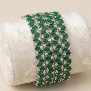 Premium CZ / AD Bangle Set - 4 Pc Luxury Stack for Women simple style jewelry