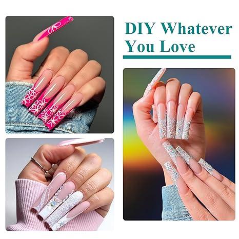 240pcs Transparent Extra Long Nail Tips Half Cap C Curve 12 Size Fake Nails Cone Square with Box, Suitable for Home DIY, Nail Tip, Soft Gel Nail Tip, Nail Gel Color Jelly, Clear Jelly, Press On Nails For Women, Fake Nail, Nail Tips/nails