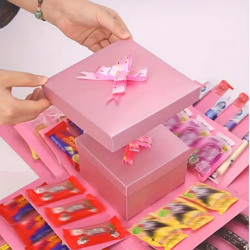 4-Layer Surprsie Explosion Box, Money Slot & Snack Compartments, Valentine's Birthday Surprise Gift Box, The Love Box for Holidays (Excluding snacks)