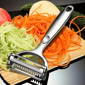1pc Stainless Steel Multi-Functional Vegetable & Fruit Slicer & Grater - Manual Food Processor for Carrots, Cucumbers, Apples, Potatoes - Thanksgiving & Christmas Kitchen Essential, Safe Food-Safe Design, Vegetable Slicer And Chopper