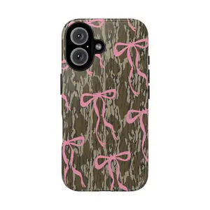 Camo Tough Case , Camo ribbon pink Bow Tough Cases With Real Hunting Camouflage For iphone 17 pro case 16 max plus air 15 14 13 & For Samsung Galaxy S25 S24 Ultra Galaxy A15 A16 5G