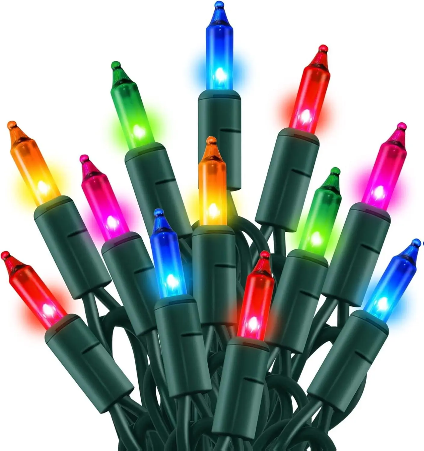 Ultra-Bright Connects End to End Multi Easter Mini Lights 100L 19.6Ft UL Listed Incandescent Bulb String Light Set for Indoor Outdoor Holiday Garden Party Christmas Tree Garland Decor
