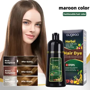 Maroon color Hair Dye Shampoo 3 in 1,Herbal Ingredients,Contains Ginseng Extract,Can cover gray hairs,Natural Haircoloring,Plant Haircare,semi-permanent maroon hairdye,Salon,festival gift 500ML