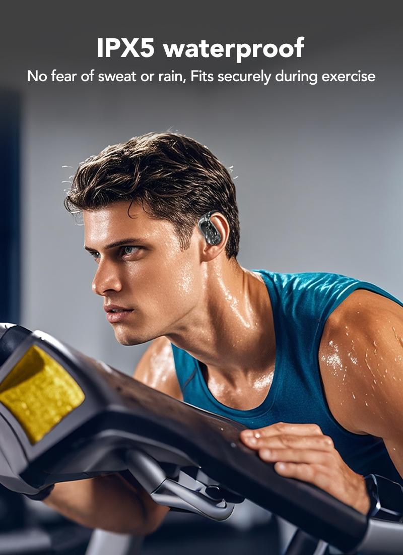 HTC NE28 OWS - AI Translator Bluetooth Earbuds with charging case, IPX5 water resistance, and a built-in microphone. Three-month warranty! Perfect for office work, exercise, study, and voice calls.