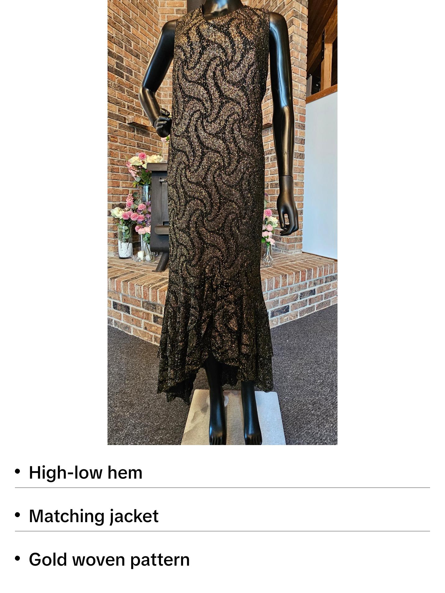 Black/Gold Crochet Formal Dress with Jacket