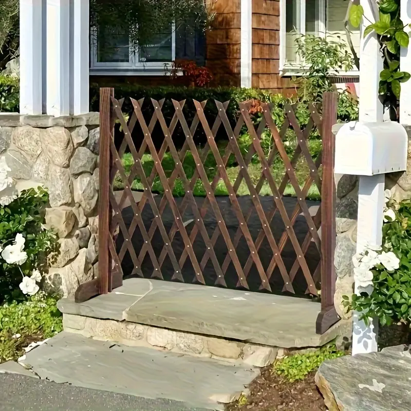 Adjustable Outdoor Cedar Fence, Courtyard Privacy Barrier, Garden Climbing Frame, Indoor Balcony Decorative Railing, Carbonized Wood Grid