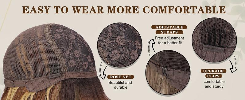 AISI HAIR Wig with Bangs Long Wavy Wig with Dark Roots Ombre Natural Curly Synthetic Resistant Fiber wigs for beginners Daily Party Use