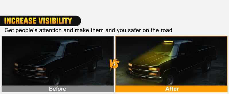 Nilight 12LED Wireless Strobe Light Amber 14 Inch Magnetic Mount Mini Light Bar 12V Rooftop Powered Hazard Work Lights for Car Truck Trailer Snow Plow Construction Vehicles