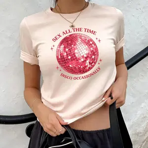 Disco Ball Graphic Tee Retro Club Humor Shirt  Adult Party Top