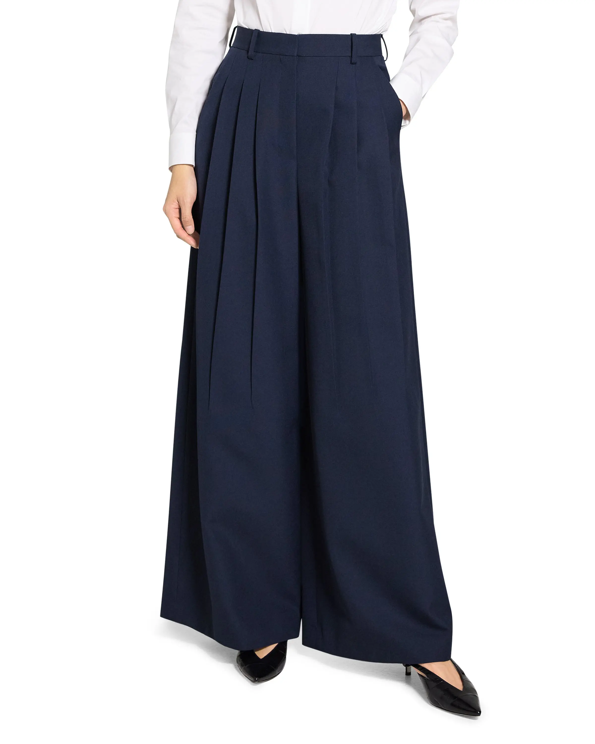 Theory Women's Triple Pleats Wide Leg Pants