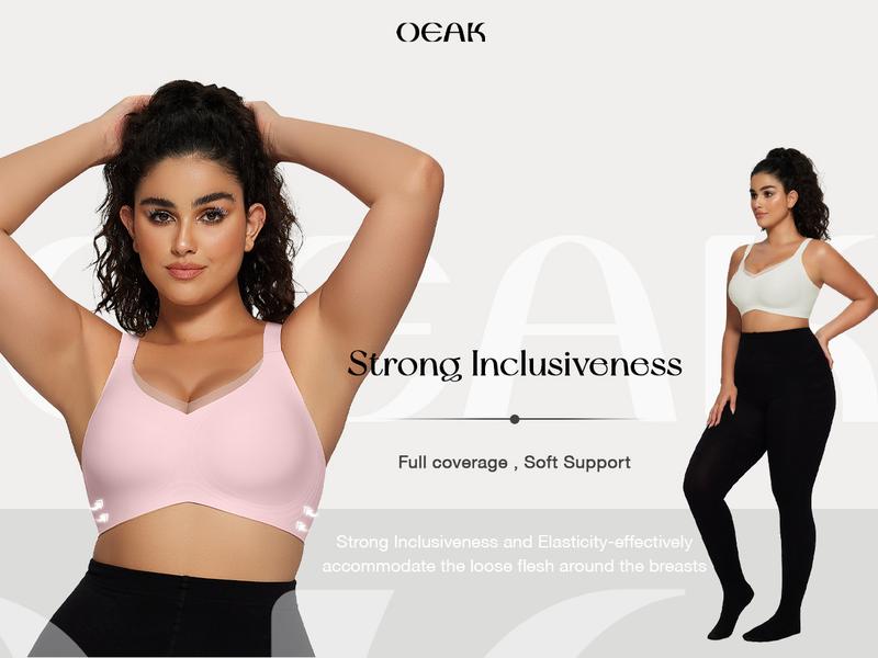 OEAK Women Jelly Bras Wireless V Neck Crossover Mesh Bras Comfortable Bralette Tshirt Bra No Underwire Seamless Everyday Bras