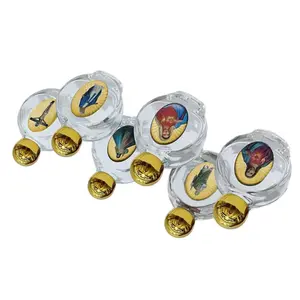 Set of 6 Elegant Christian Glass Vials with Metal Lids for Spiritual Use and Display