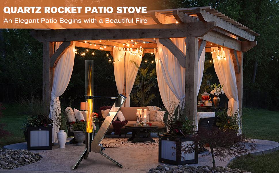 Wood Pellet Paito Heater Rocket, Outdoor Fire Pit Stove Fireplace With Glass Tube Chimney For Garden Backyard Camping Heating (Smokeless & Fireproof)