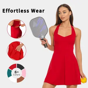 Shafits Female Backless Sleeveless Criss Cross Athletic Tennis Dress - Pockets, Easy-Wear, Workout Sports Dress for Yoga, Running, Outdoor Activities