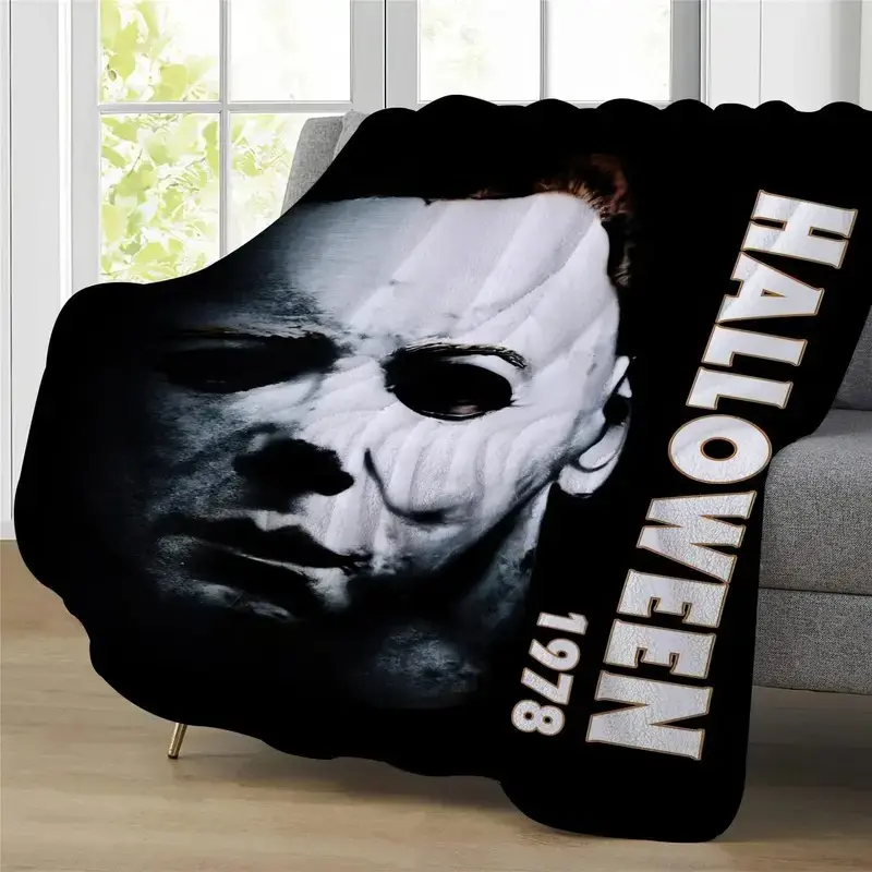 SPXUBZ Halloween Horror Movie Themed Flannel Fleece Blanket, Comfortable Lightweight Throw Bedding Cover, Multi-scene Home Decor Blanket Suitable for Kids and Adults, Spooky Holiday Blanket Gift for Horror Movie Lovers