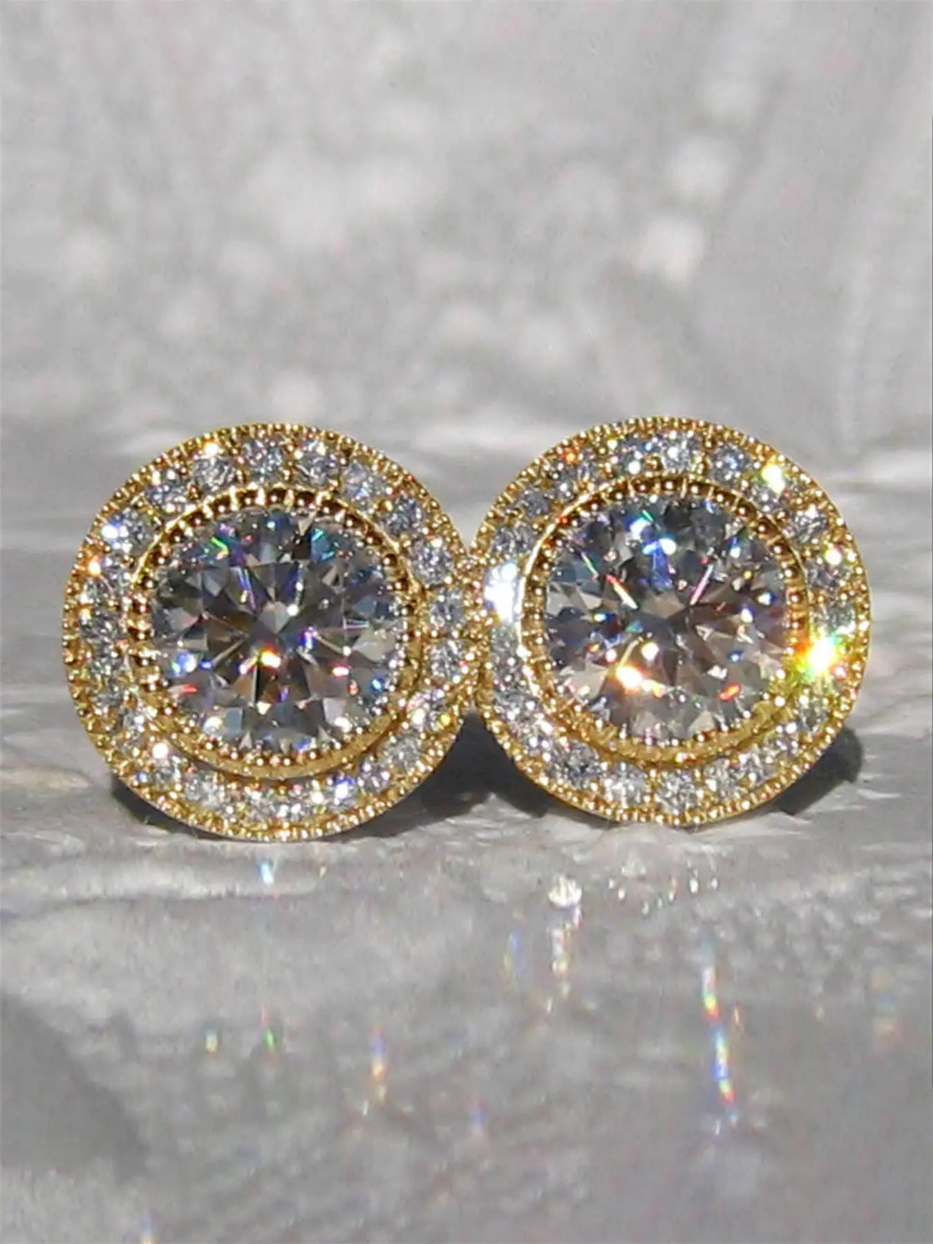 1 Pair Glamorous Cubic Zirconia Stud Earrings, CZ Jewelry for Women, for Wedding, Engagement & Anniversary Party, Valentine's Day Gift