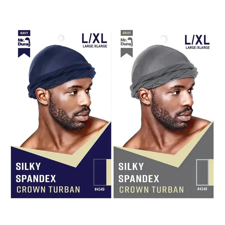 Mr Durag Silky Spandex Crown Turban, Fitted L-XL Stylish Hat for Everyday Wear with a Stay-in-Place Design