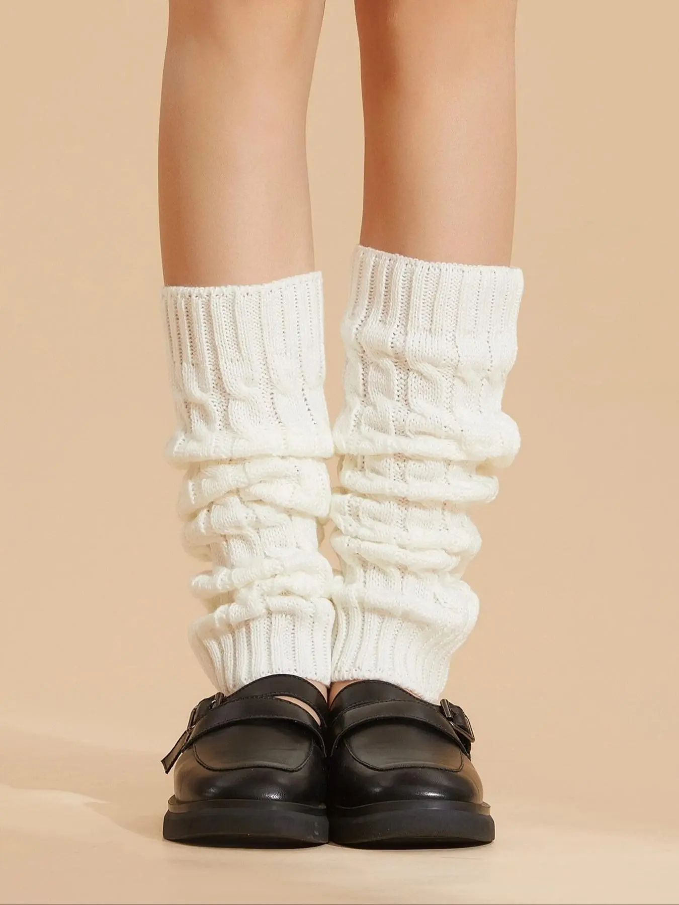 Women's 1 Pair Solid Textured Leg Warmers, Casual Warm and Cozy Leg Warmers for Fall and Winter, Daily Wear Leg Sleeves Socks