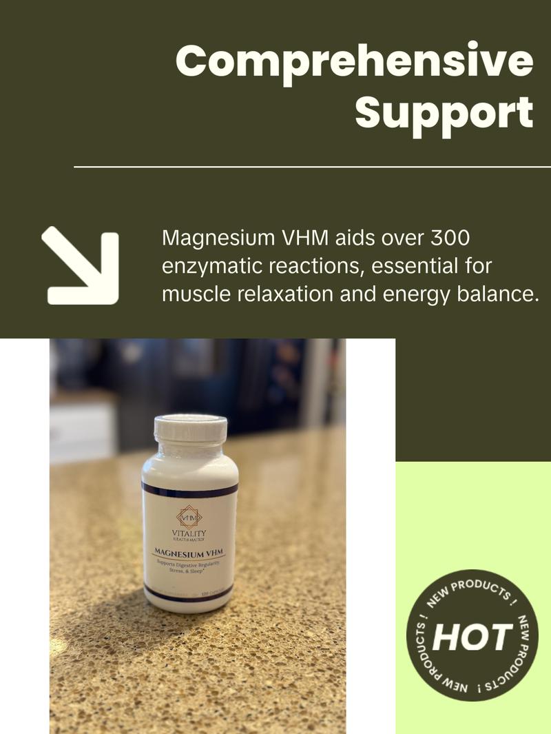 Magnesium VHM - 120 Capsules for Digestive Regularity Stress & Sleep Support - US Healthcare Supplement