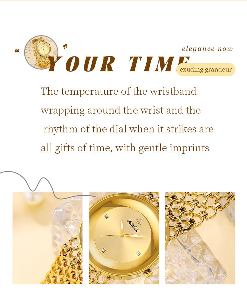 Luxury Round Bracelet Watch    Fashionable Women's Wristwatch Gold Black Dual Color Options Waterproof Free Size Adjustment Suitable for Daily Wear