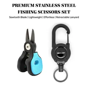 Fishing Scissors with Retractable Zinger – Stainless Steel, Cut PE Line Easily, One-Hand Safety Lock, Non-Slip Grip, Saltwater & Freshwater