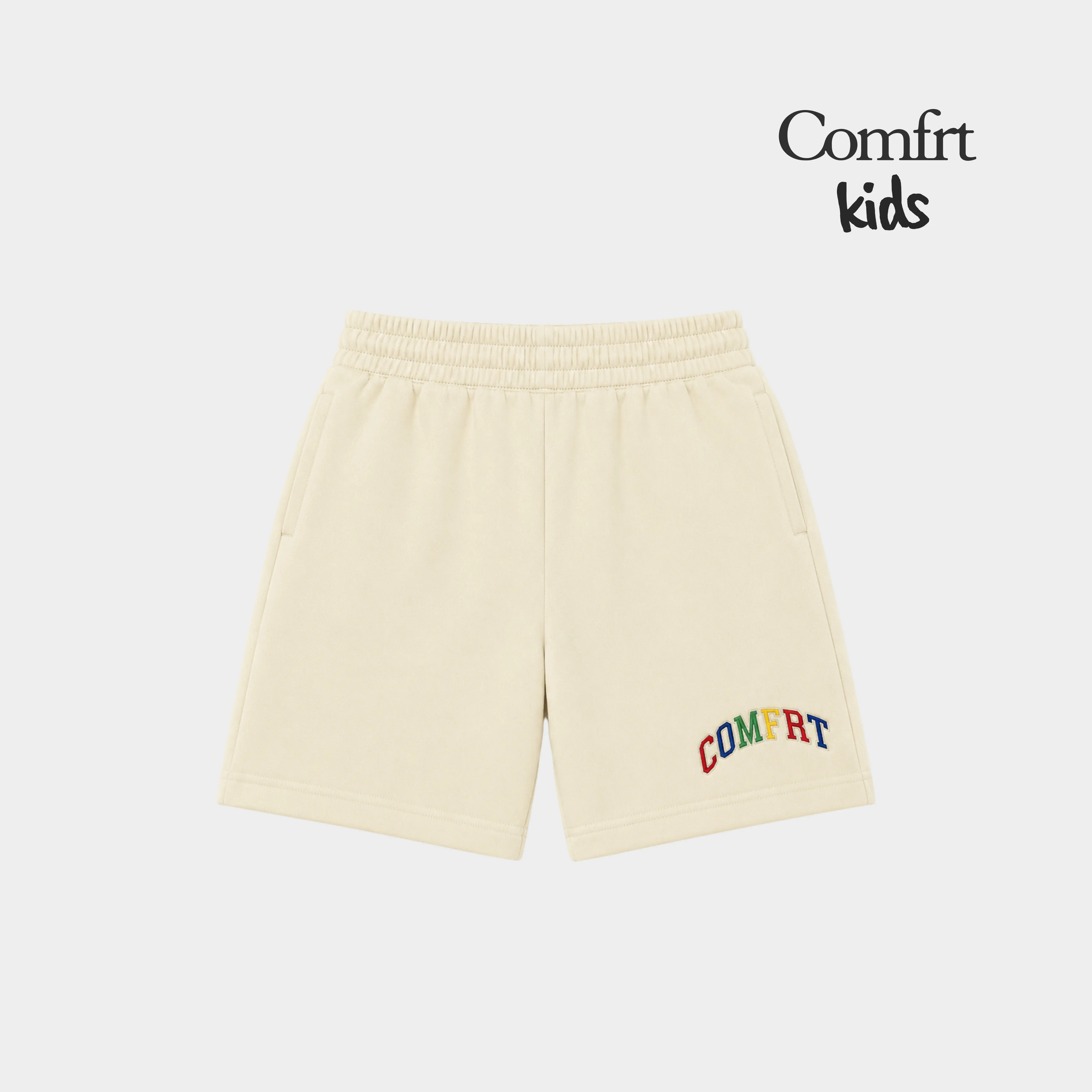 Comfrt | Kids Varsity Logo Shorts | Sporty Sweat Shorts For Girls & Boys