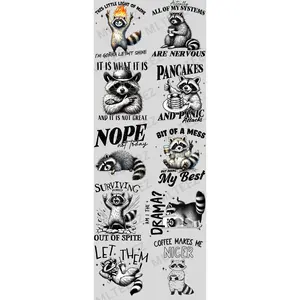 THIS LITTLE LIGHT OF MINE (RACCOONS) (60 INCH) PREMADE GANGSHEET - 22X60 DTF TRANSFERS - DIRECT TO FILM