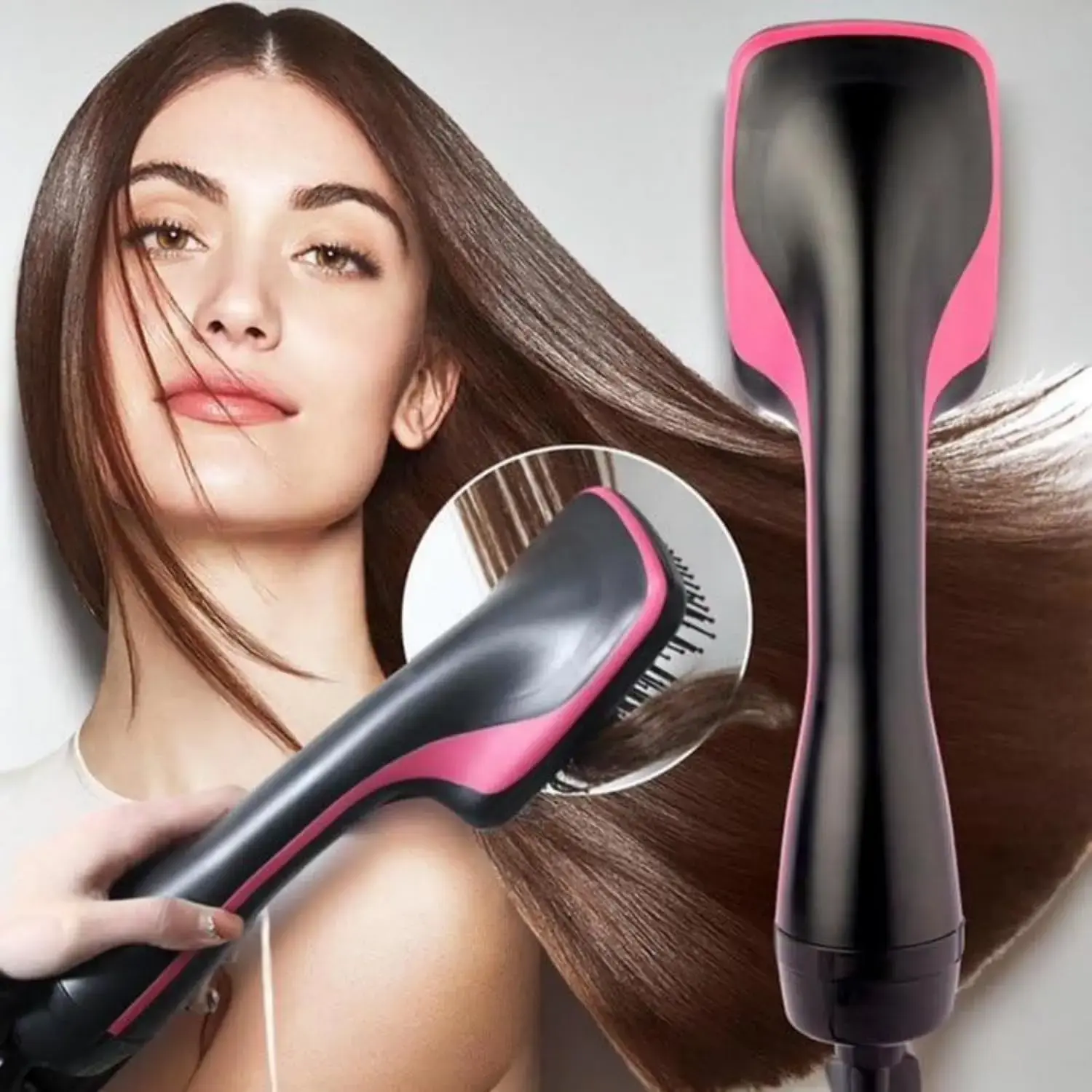 Women's 2-in-1 Hair Dryer Brush - Heated Straightening Brush, Negative Ion Hairdryer, Professional Hair Styling Tool for Home & Salon Use