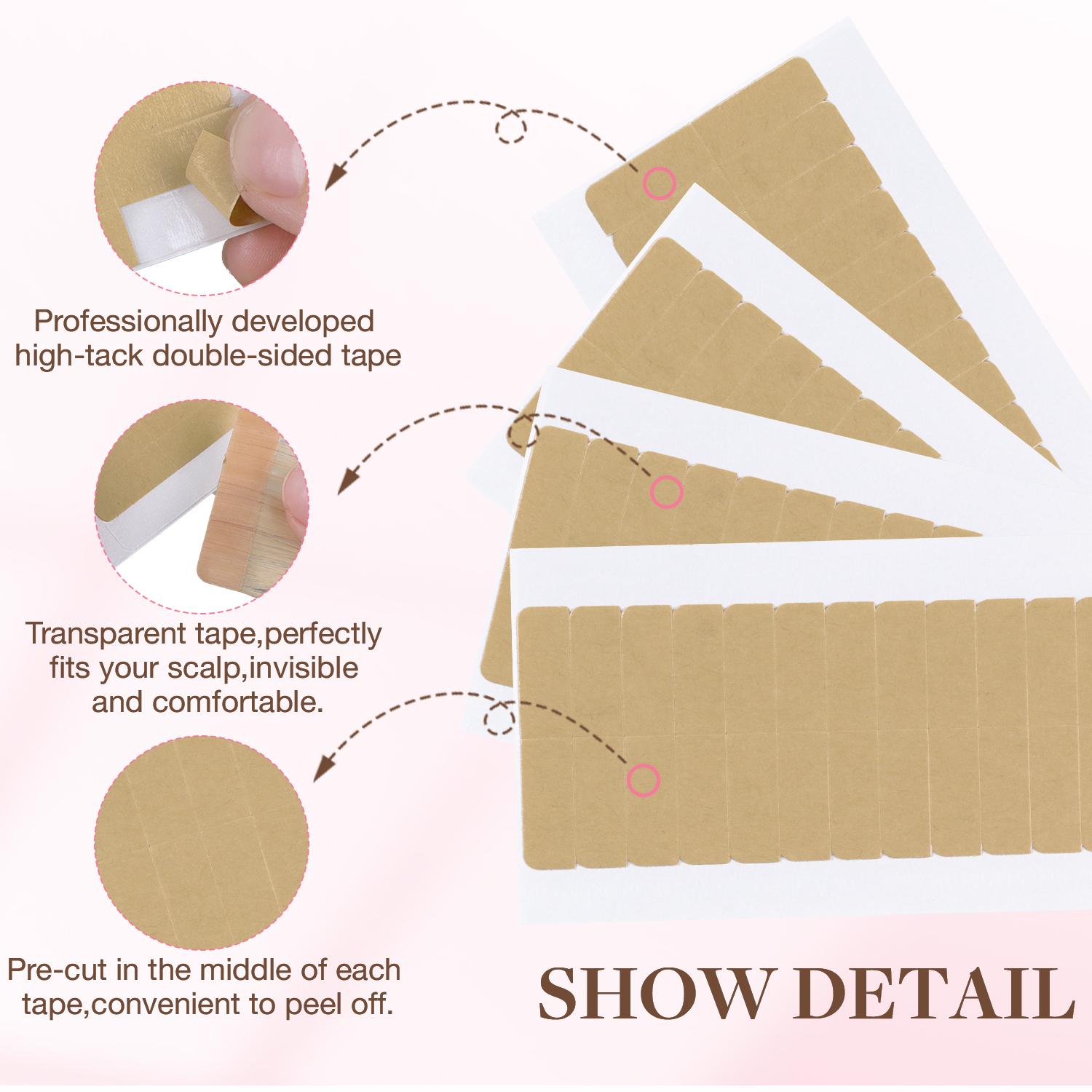 GOOGOO Hair Extension Tape Replacement for Tape in Hair Extensions Double Sided Professional Strong No-Residue Tapes, 1.6 * 0.3inch per Piece Haircare Heatless GOOGOO Hair Extension Tape Replacement for Tape in Hair Extensions Double Sided Professional Strong No-Residue Tapes, 1.6 * 0.3inch per Piece Haircare Heatless