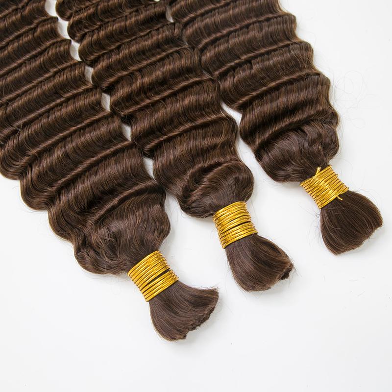 YWIGS #4 Medium Brown Deep Wave Bulk Hair Extensions for Braiding 100g Per Bundle YWIGS #4 Medium Brown Deep Wave Bulk Hair Extensions for Braiding 100g Per Bundle