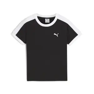 PUMA Womens T7 Slim Crew Neck Short Sleeve Casual Tops Casual - Black