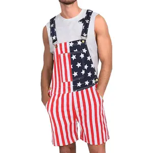 4th of July Comfortable Stretch American Flag Overalls for Men and Women Memorial Day Coveralls USA Patriotic Gifts for Couples (Recommend choosing 2-3 sizes up from your usual), Father's Day Romper Summer Menswear Womenswear